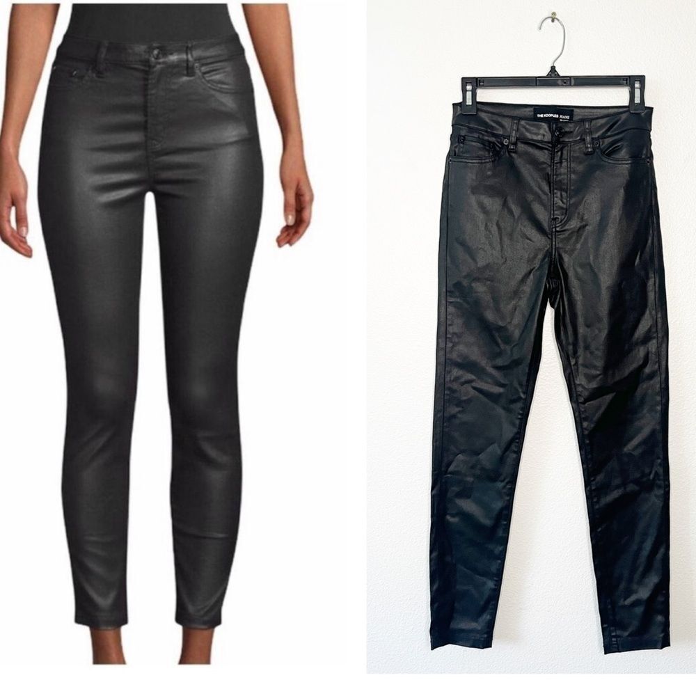 NWT The Kooples Franky Mid-Rise Coated Faux Leather Pants Size 27 Boho Moto